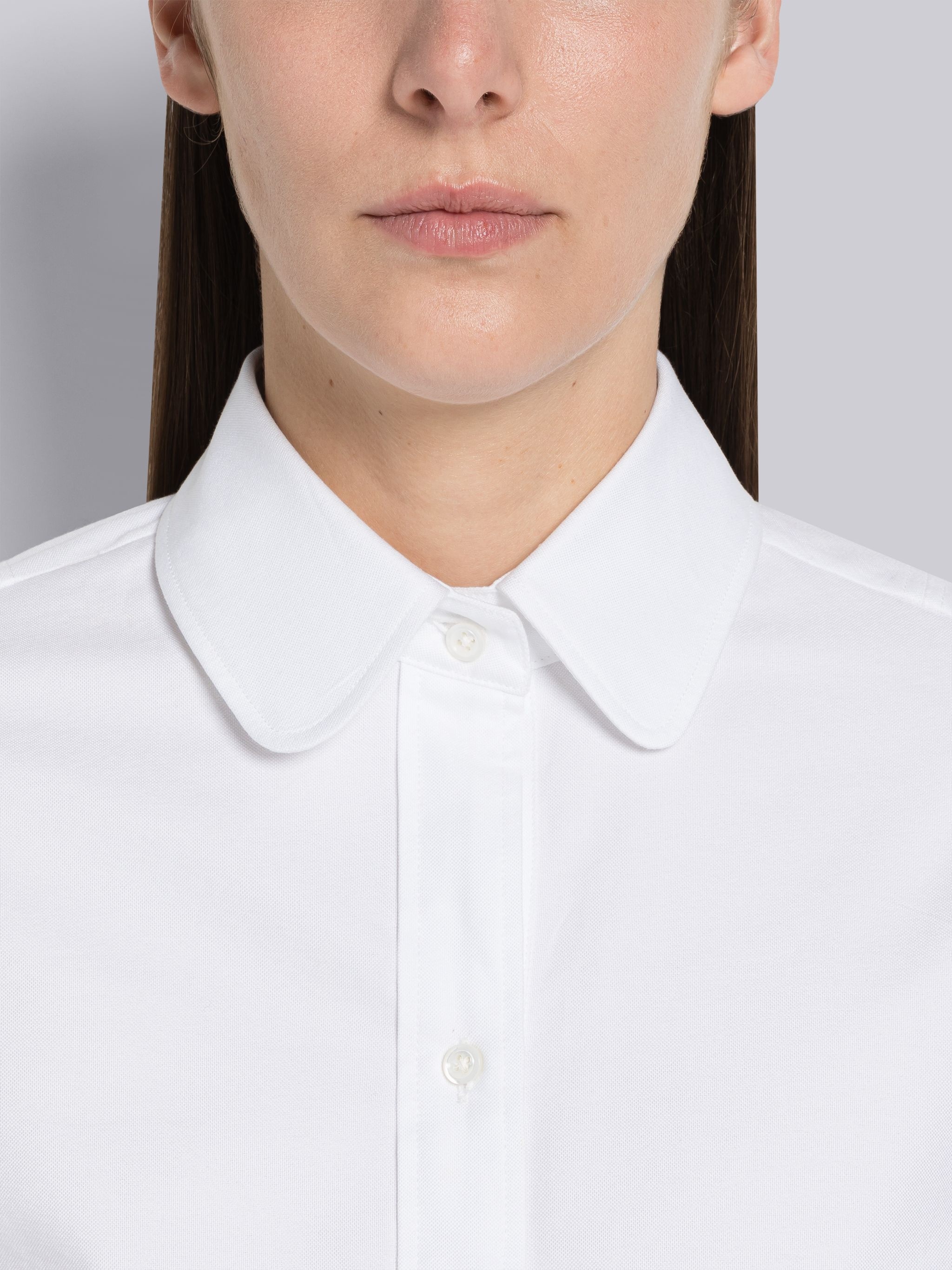 Oxford Round Collar Corset Seam Shirtdress - 5