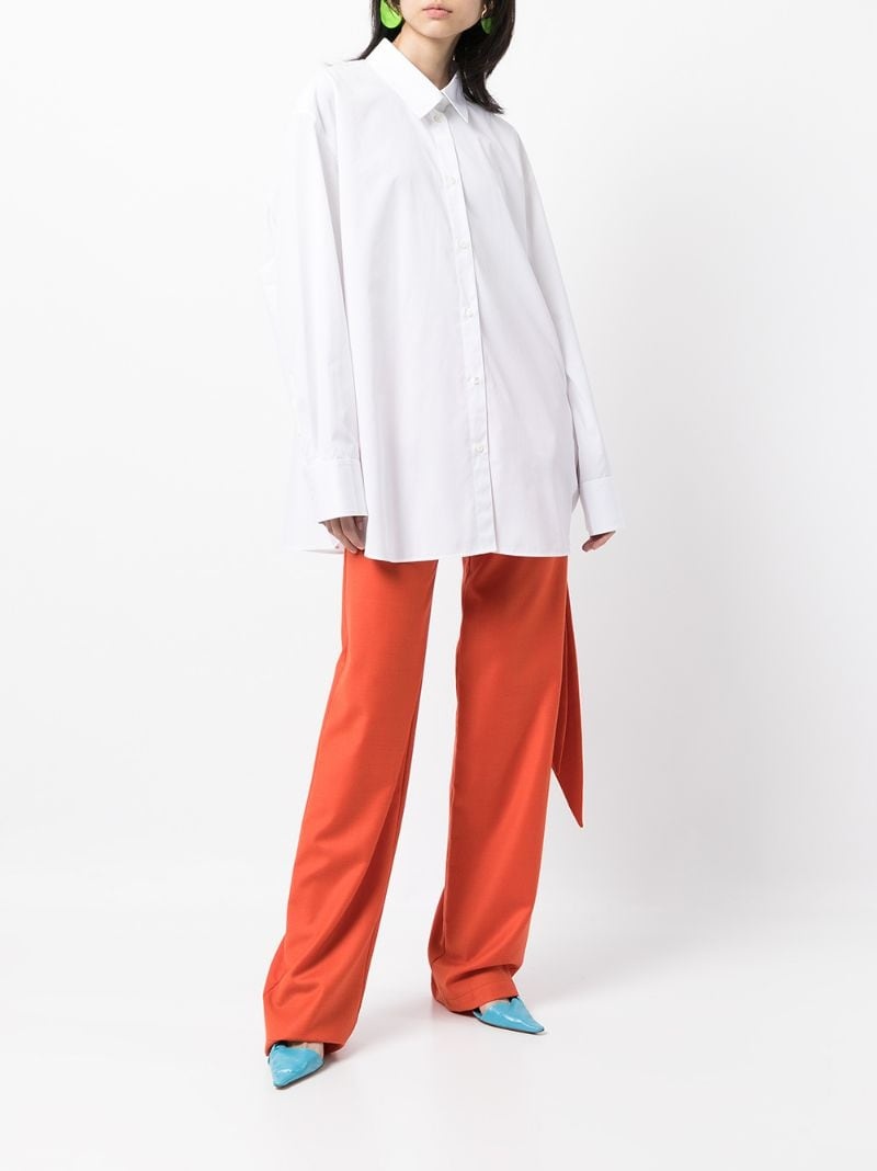 logo-embroidered ruched shirt - 6