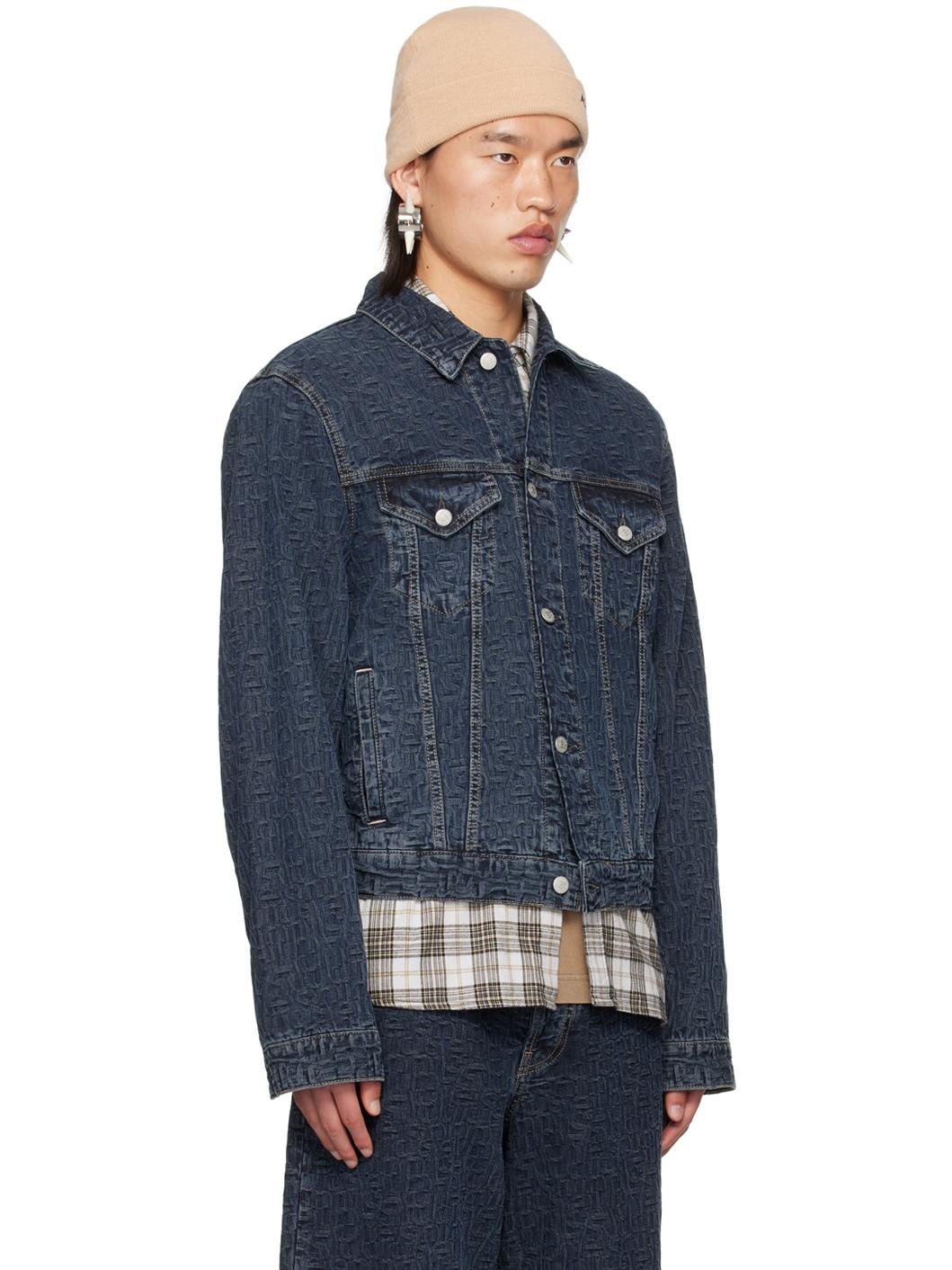 Blue Cropped Denim Jacket - 4