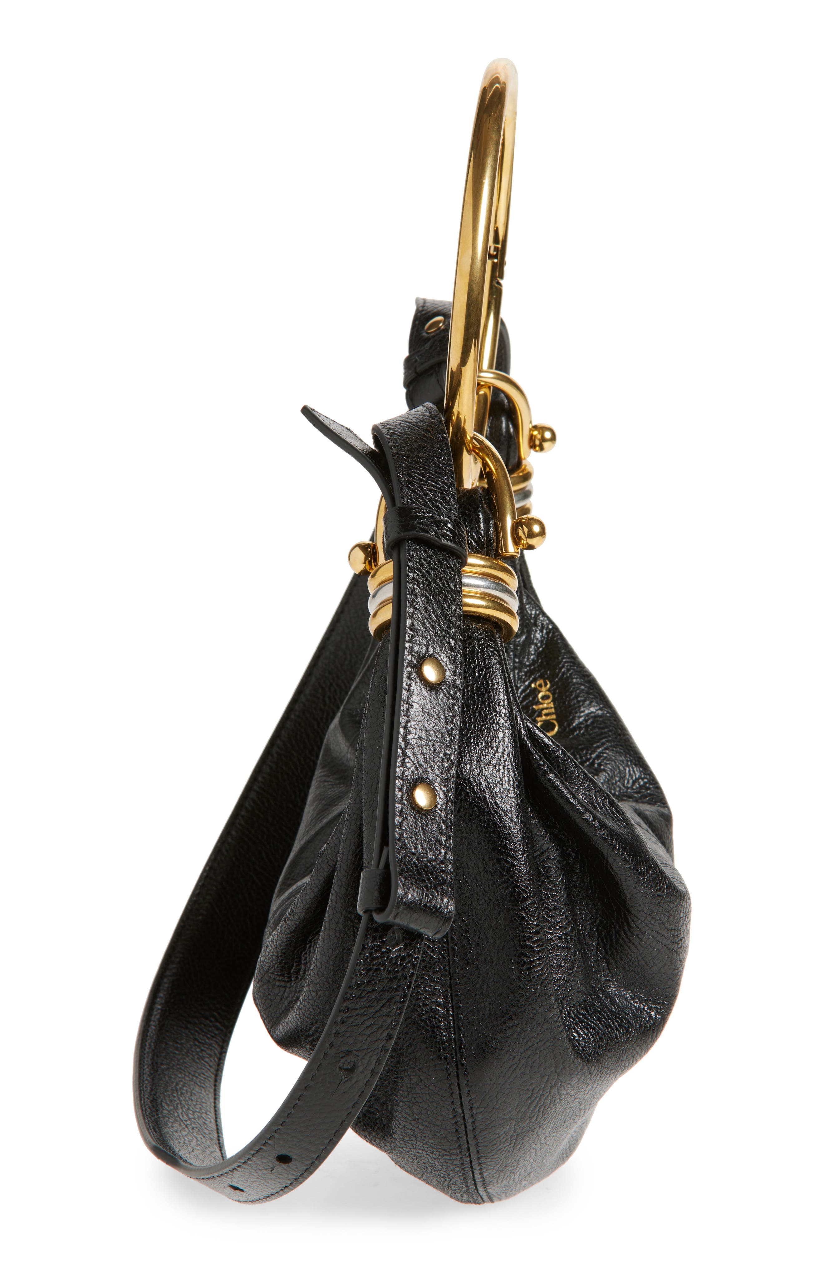 Chloé Mini Bracelet Leather Hobo Bag in Black at Nordstrom - 7