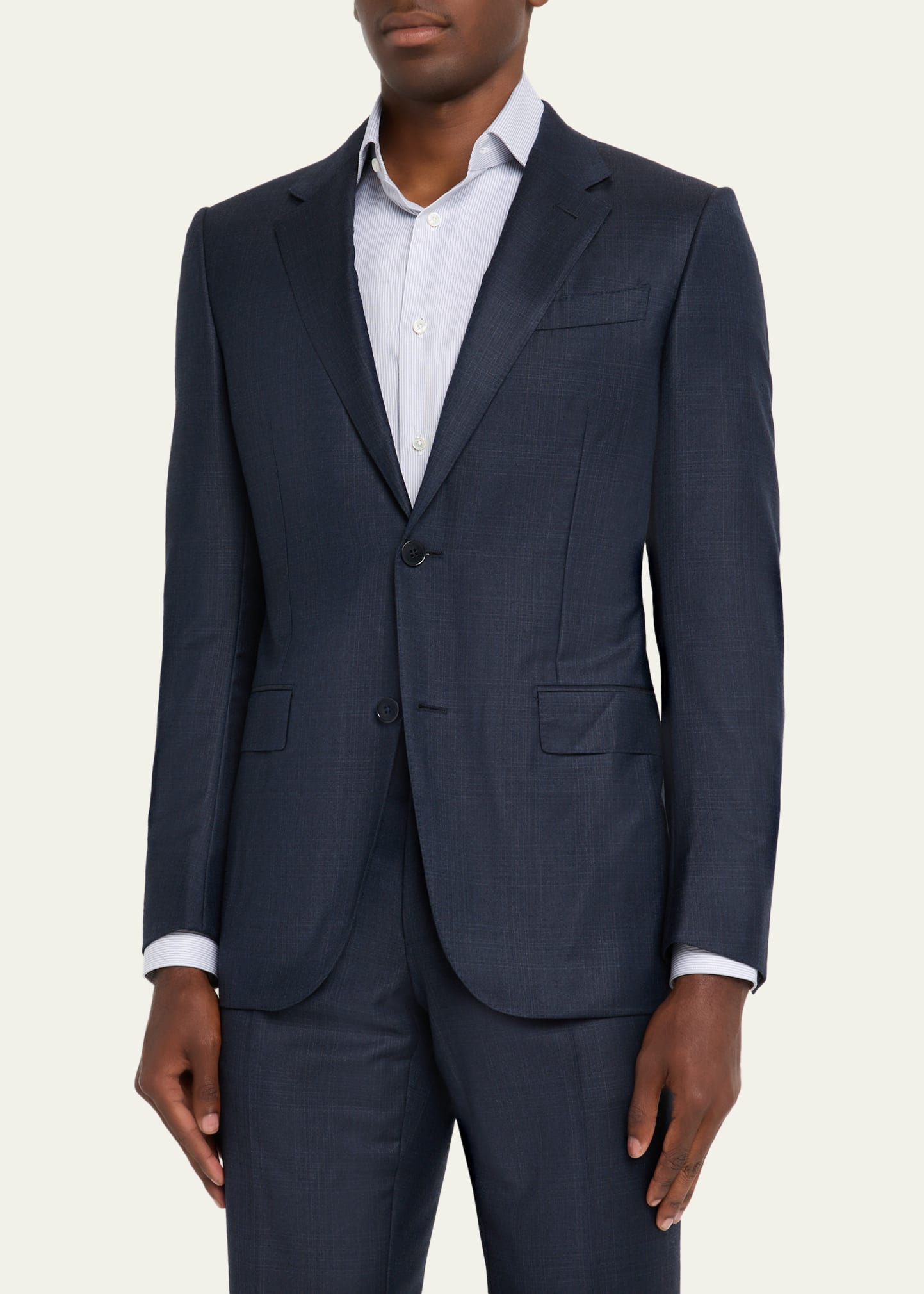 Men's Wool Tonal Plaid Two-Piece Suit - 4