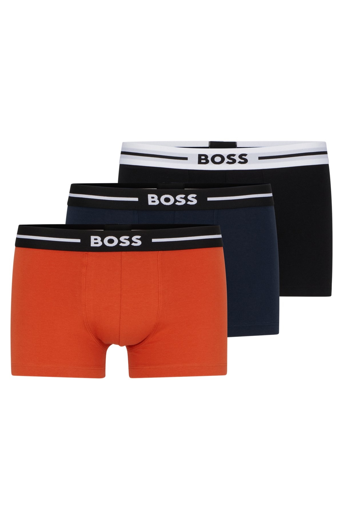 THREE-PACK OF STRETCH-COTTON TRUNKS WITH LOGO WAISTBANDS - 1