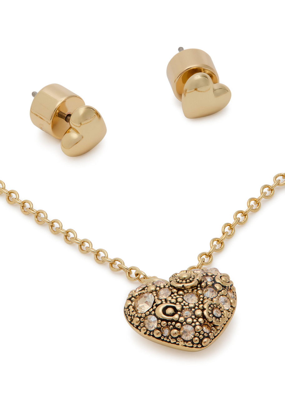 Coach Heart Stud Earrings and Necklace set - 3