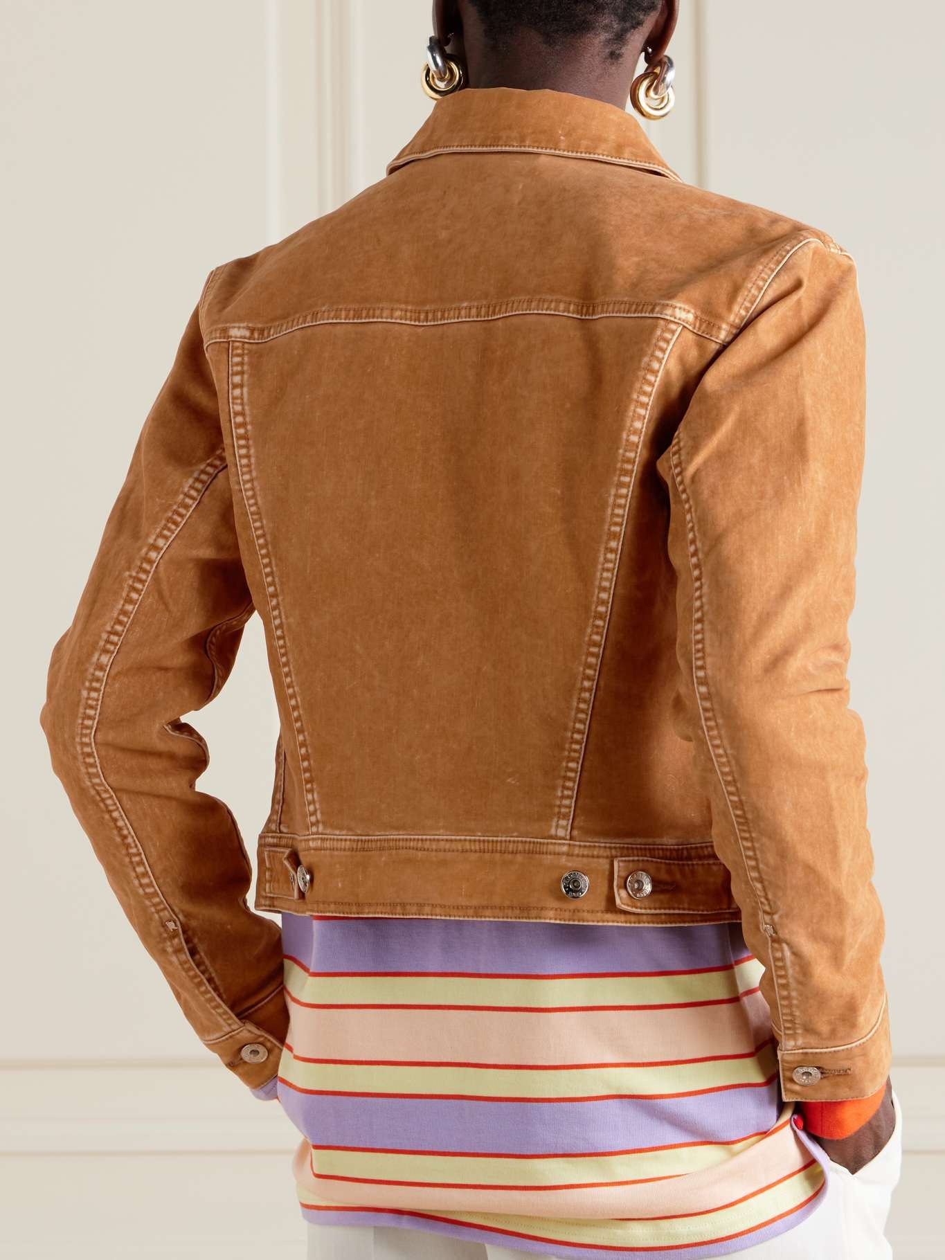 Flocked denim jacket Camel - 4