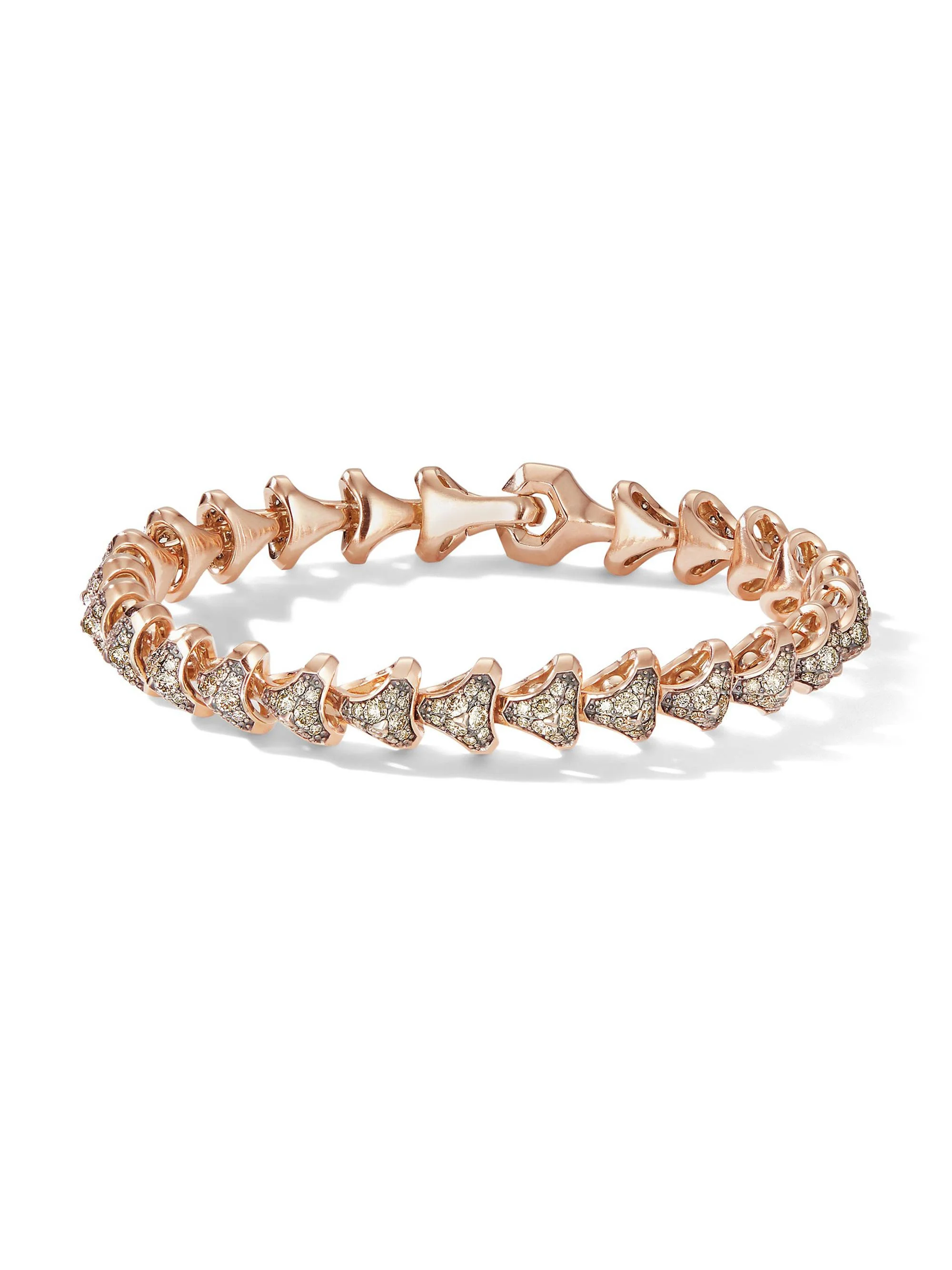 Men's Armory Link Bracelet in 18K Rose Gold - Cognac Diamond - 1