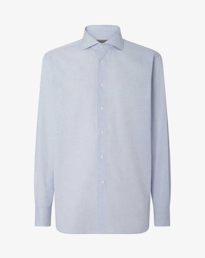 Cotton shirt with Grey/light Blue check pattern 1