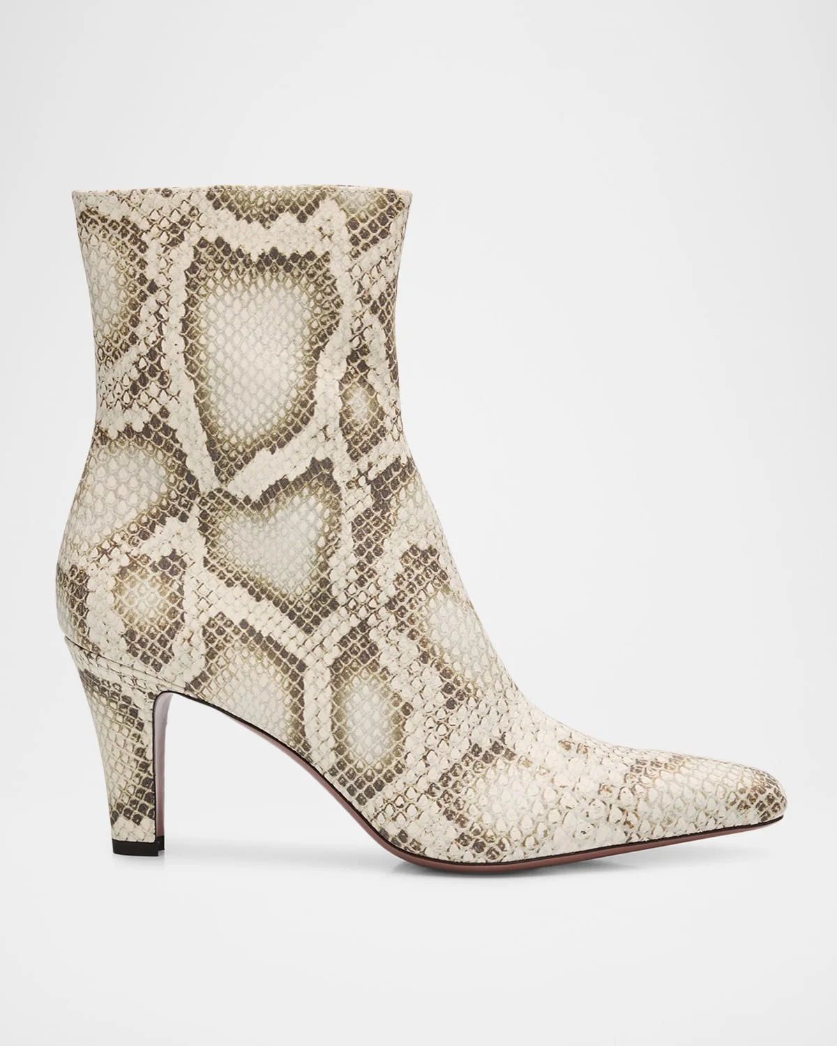 Belle Snake-Embossed Leather Ankle Boots - 1