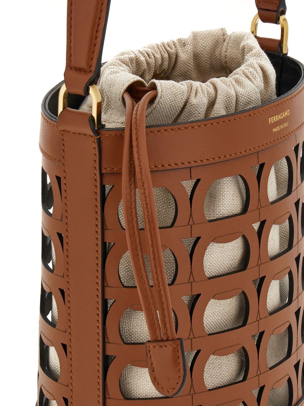 cut-out leather bucket bag - 5