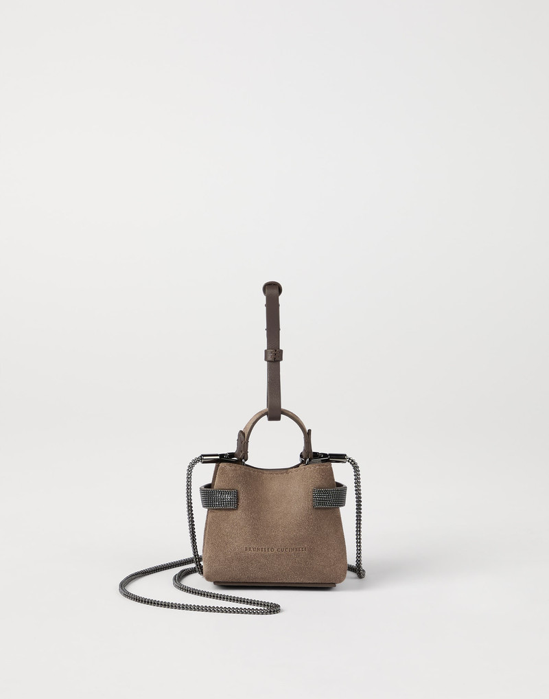 Essence precious micro top-handle bag in suede with precious chain 1