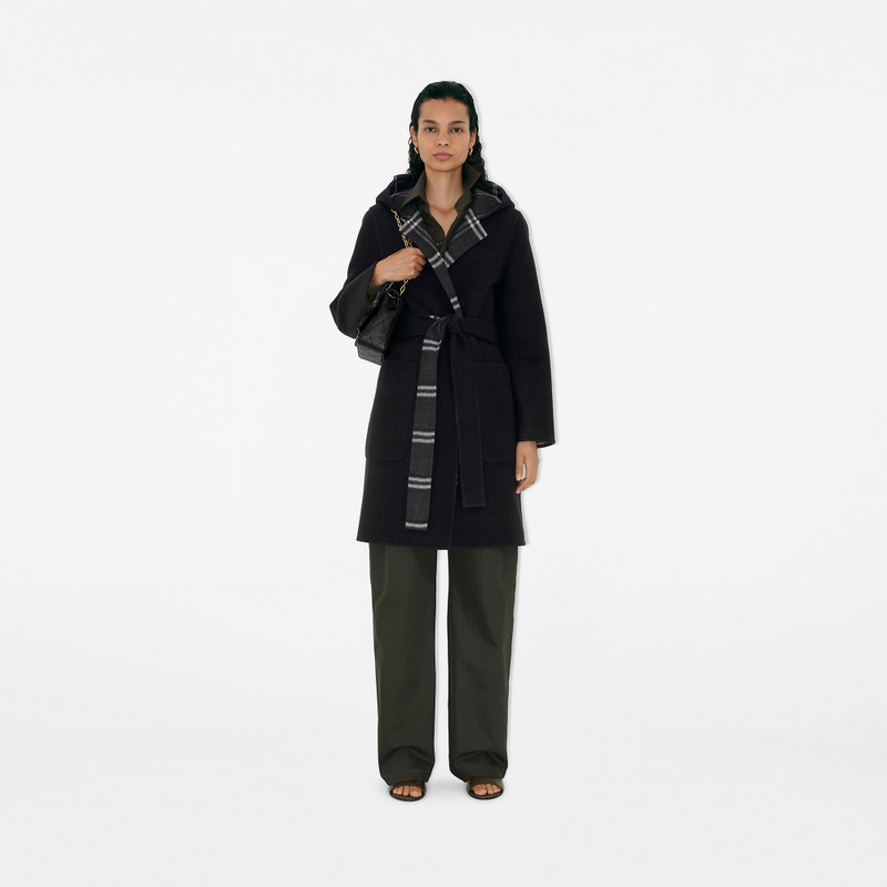 Burberry Reversible Wool Hooded Wrap Coat outlook