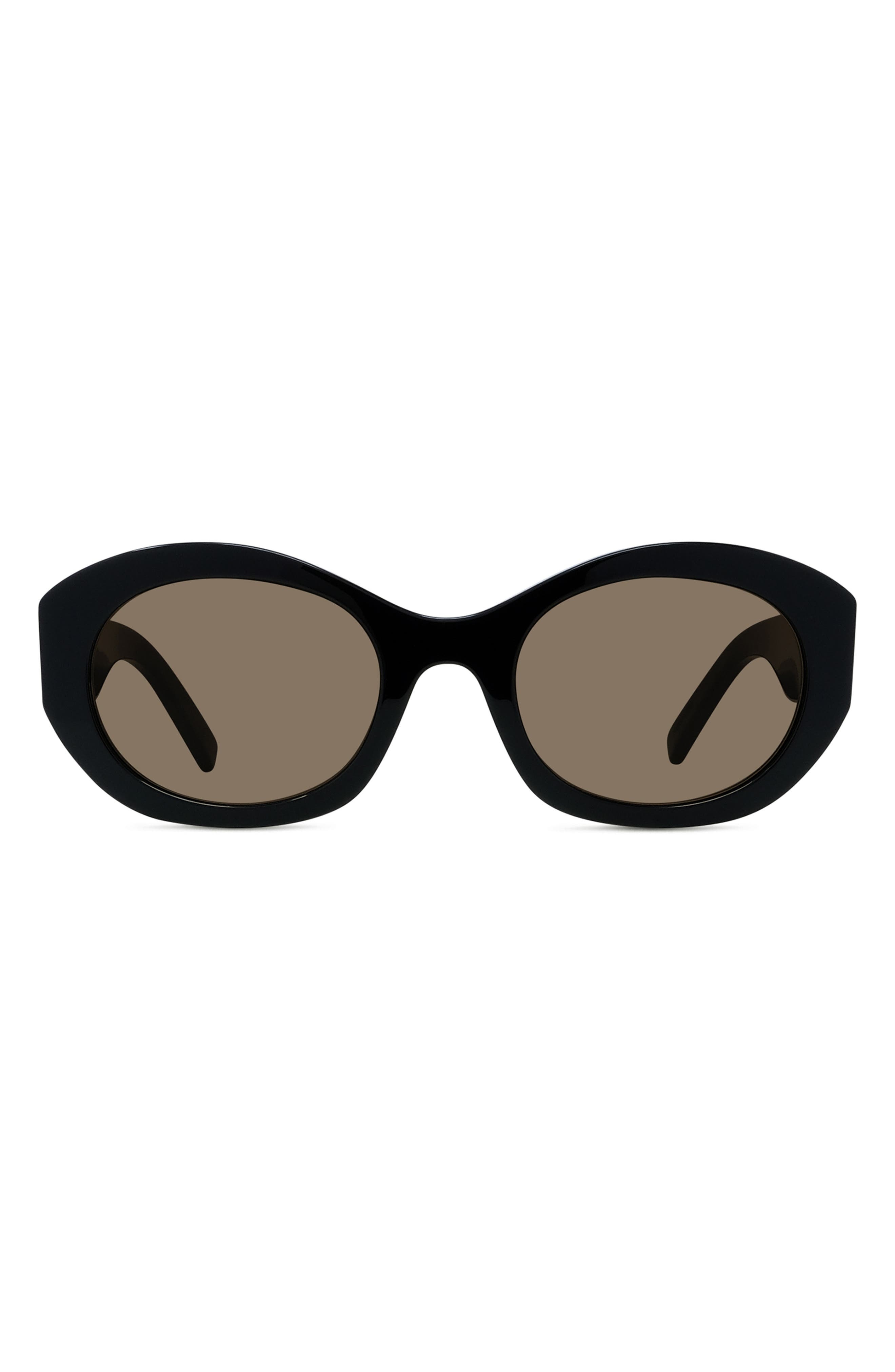 Givenchy 4G Oval Sunglasses in Shiny Black /Brown at Nordstrom - 1