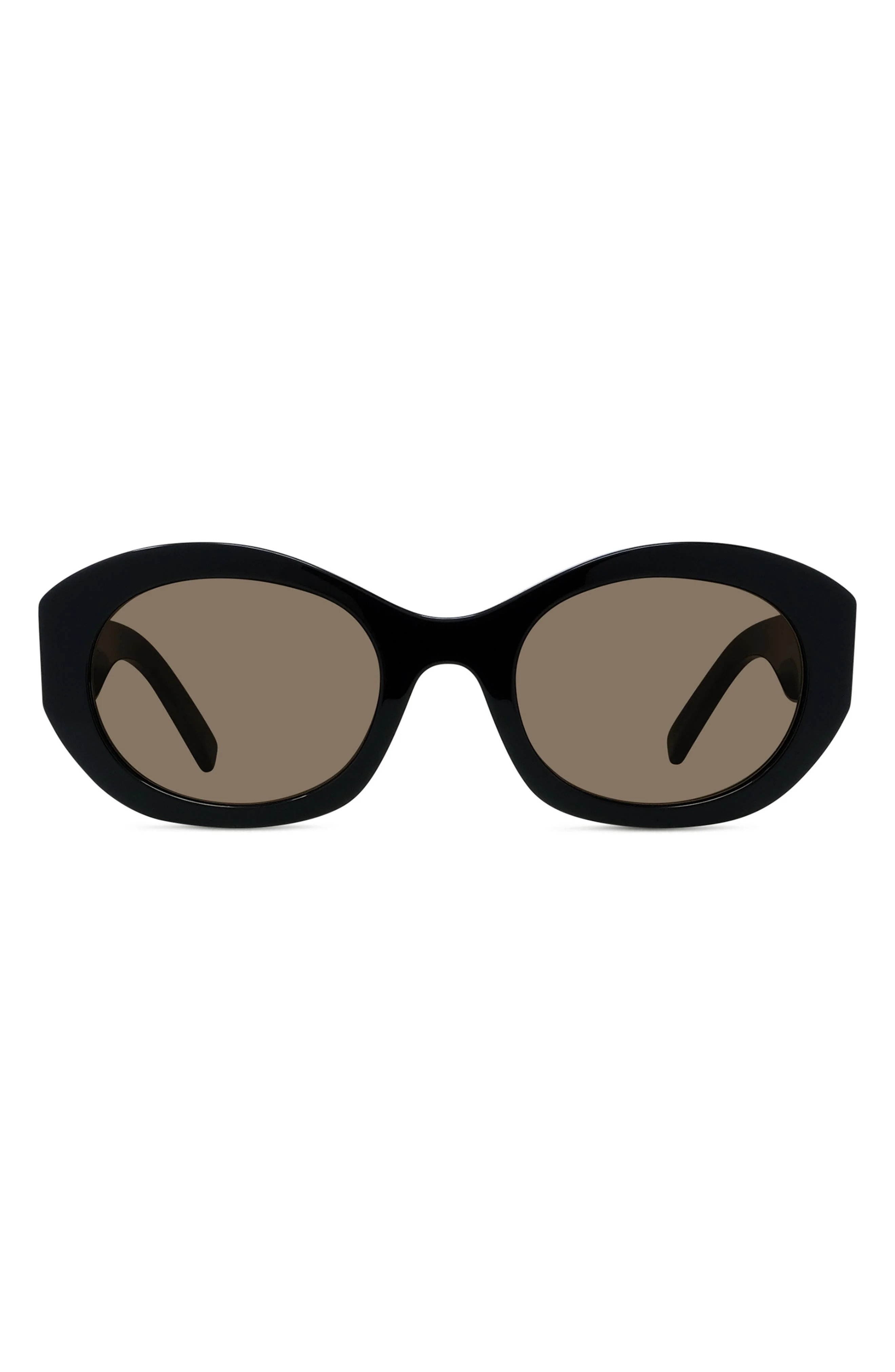 Givenchy 4G Oval Sunglasses in Shiny Black /Brown - 1