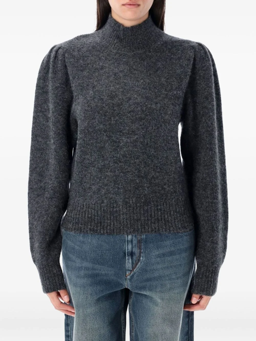 turtleneck puff-sleeve sweater - 1