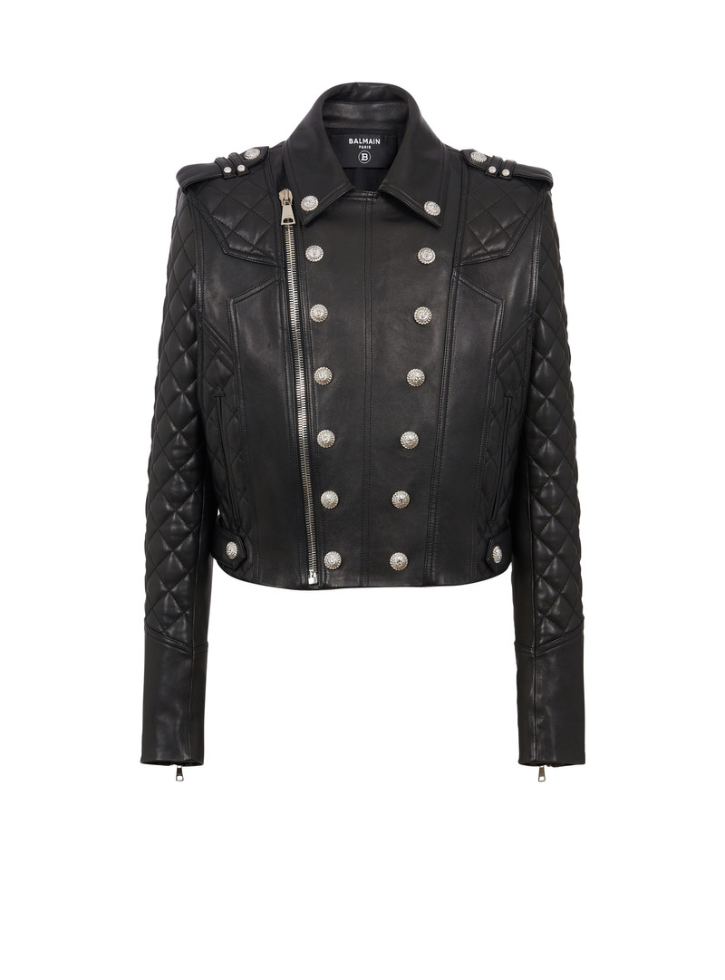 Quilted leather biker jacket 1