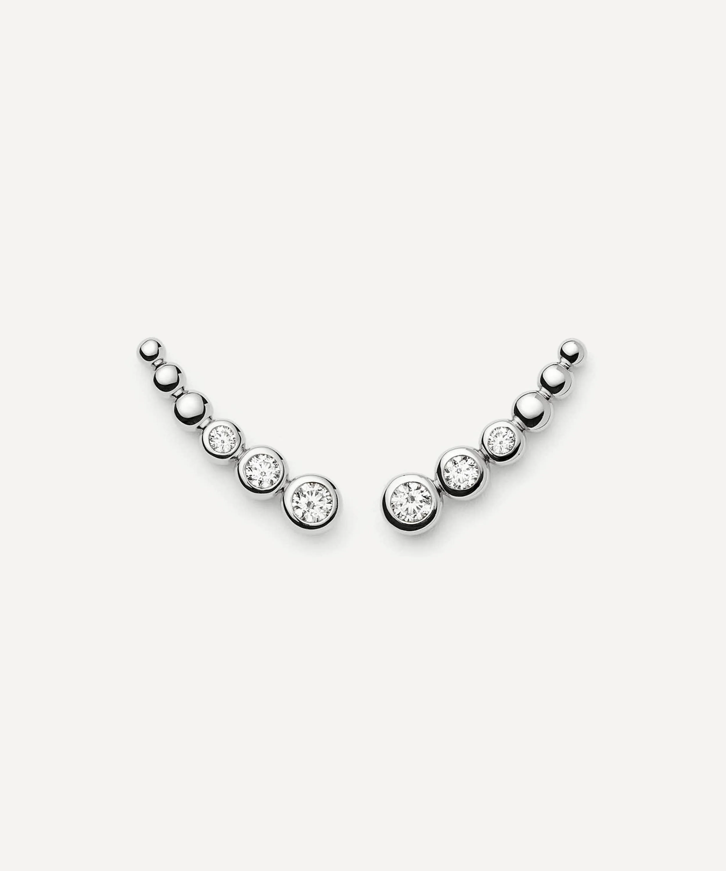 Rhodium-Plated Tennis Climber Stud Earrings - 1