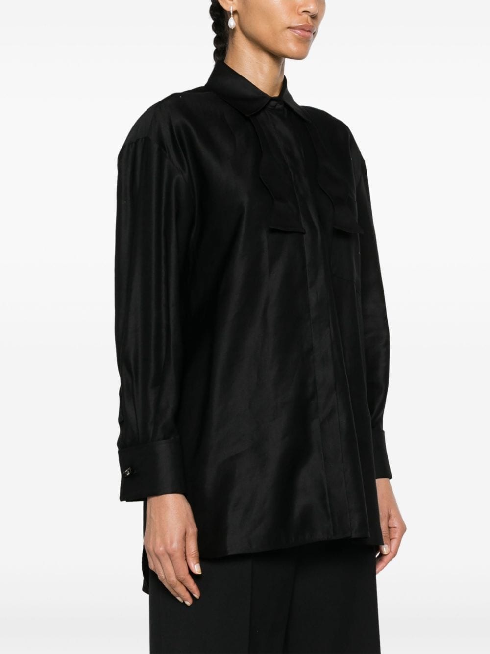 bow-detail cotton shirt - 3
