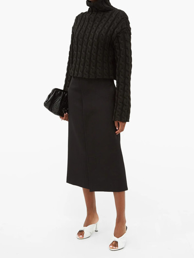 BALENCIAGA High-neck cable-knit sweater outlook