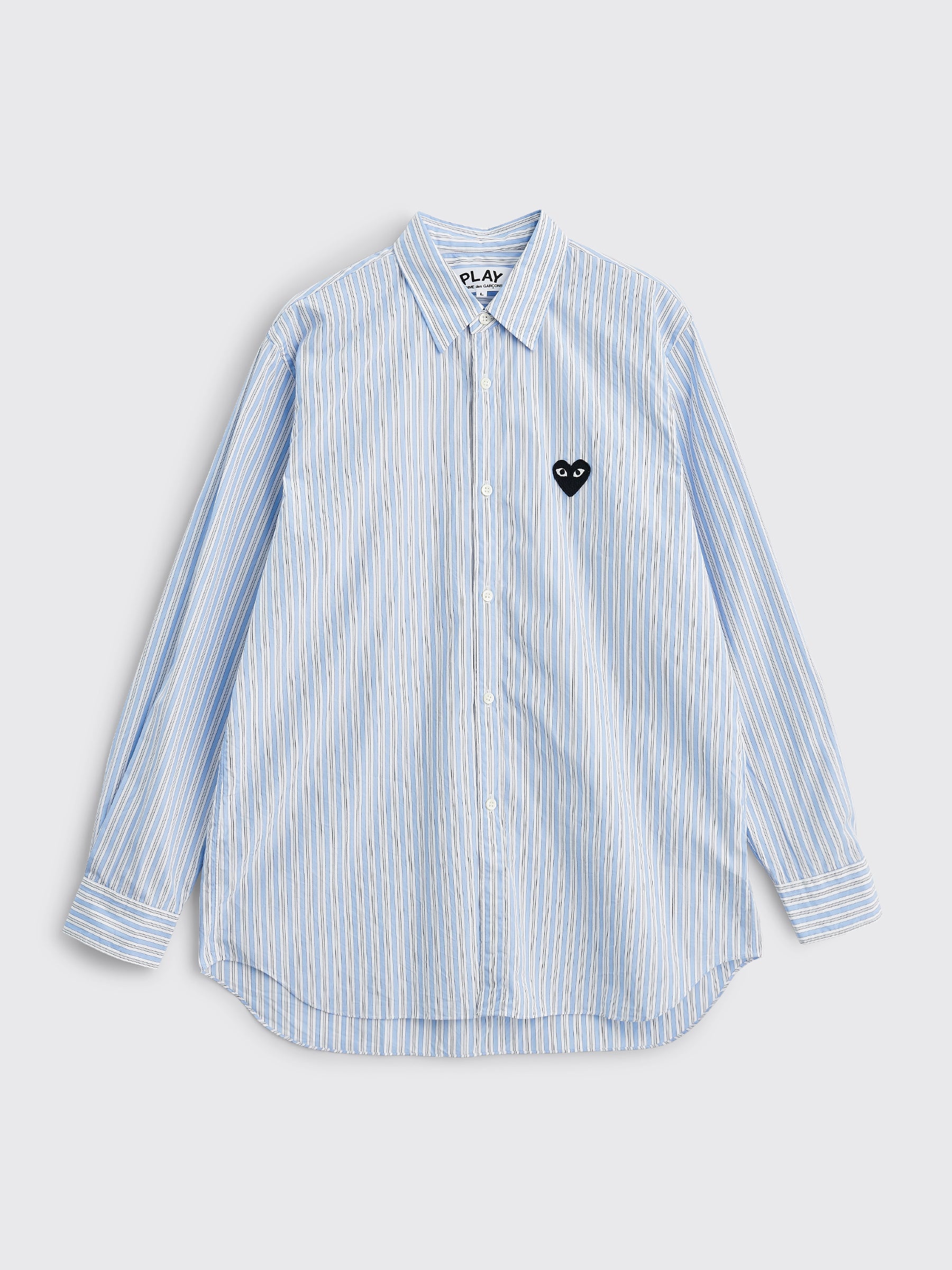 COMME DES GARÇONS PLAY SMALL HEART LS SHIRT STRIPE BLUE / WHITE - 1