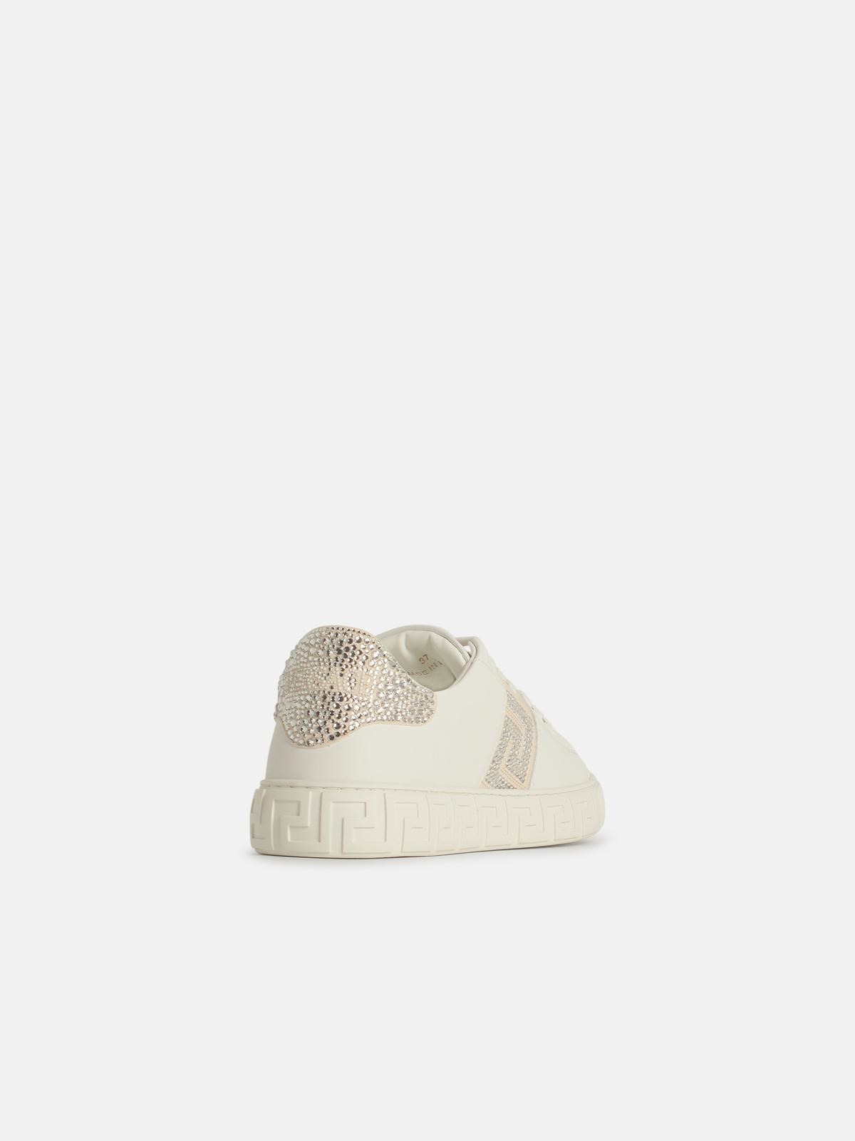 'GRECA' WHITE LEATHER SNEAKERS - 3