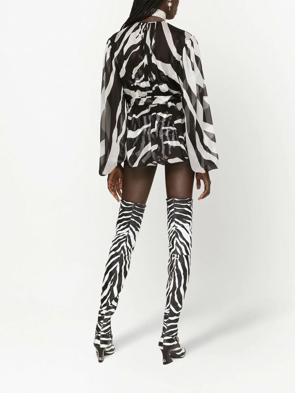 zebra print silk-chiffon blouse - 4