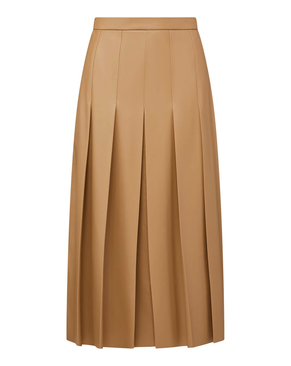 HERSON VEGAN LEATHER PLEATED MIDI SKIRT - 1