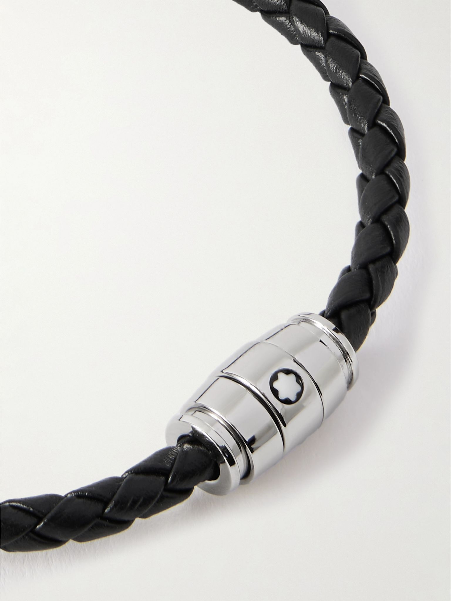 Meisterstück 3-Ring Stainless Steel and Woven Leather Bracelet Black - 4