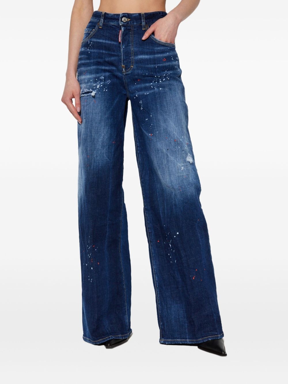 whiskering-effect jeans - 3