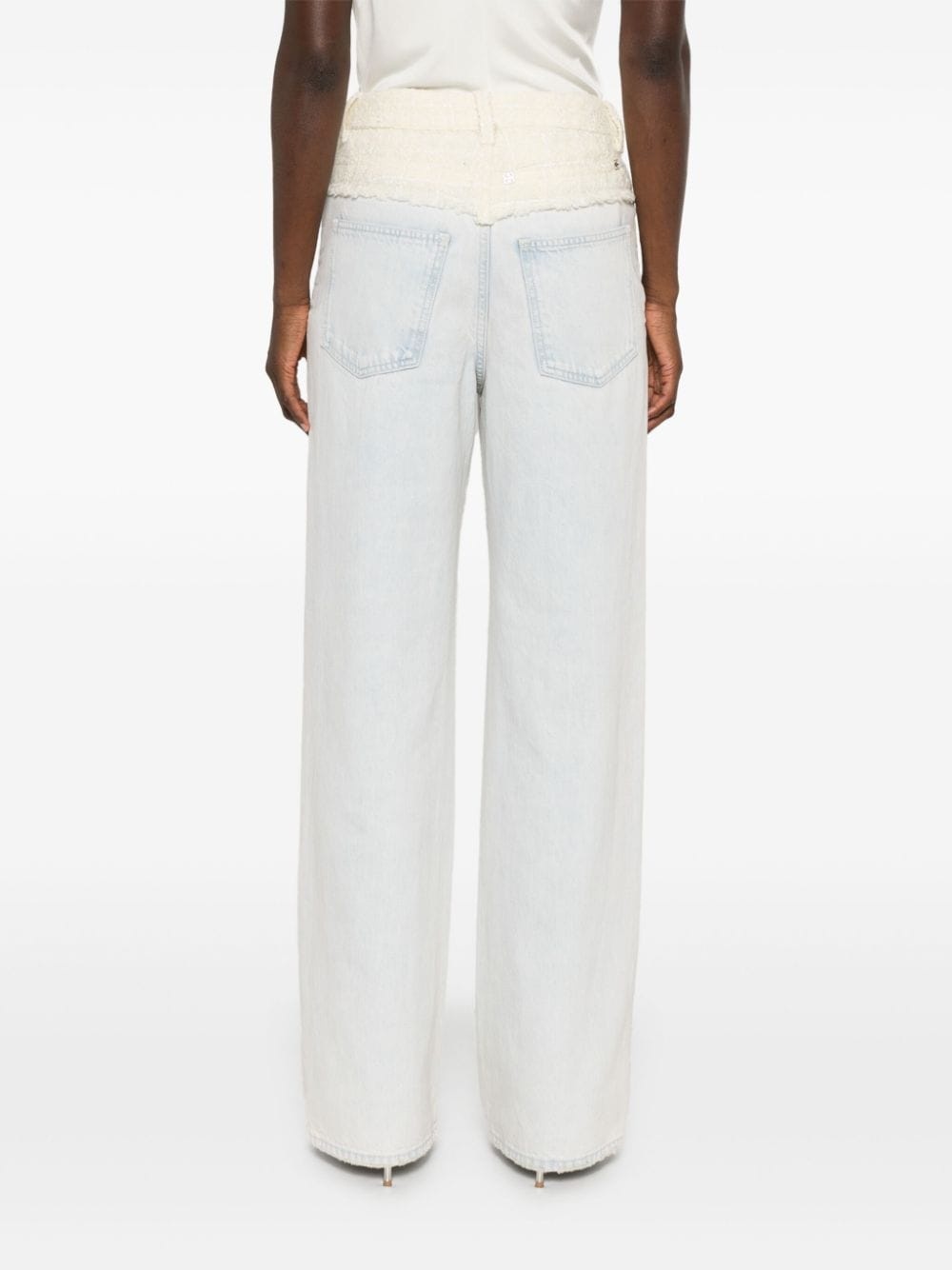 4G Liquid-button tweed-panel jeans - 4