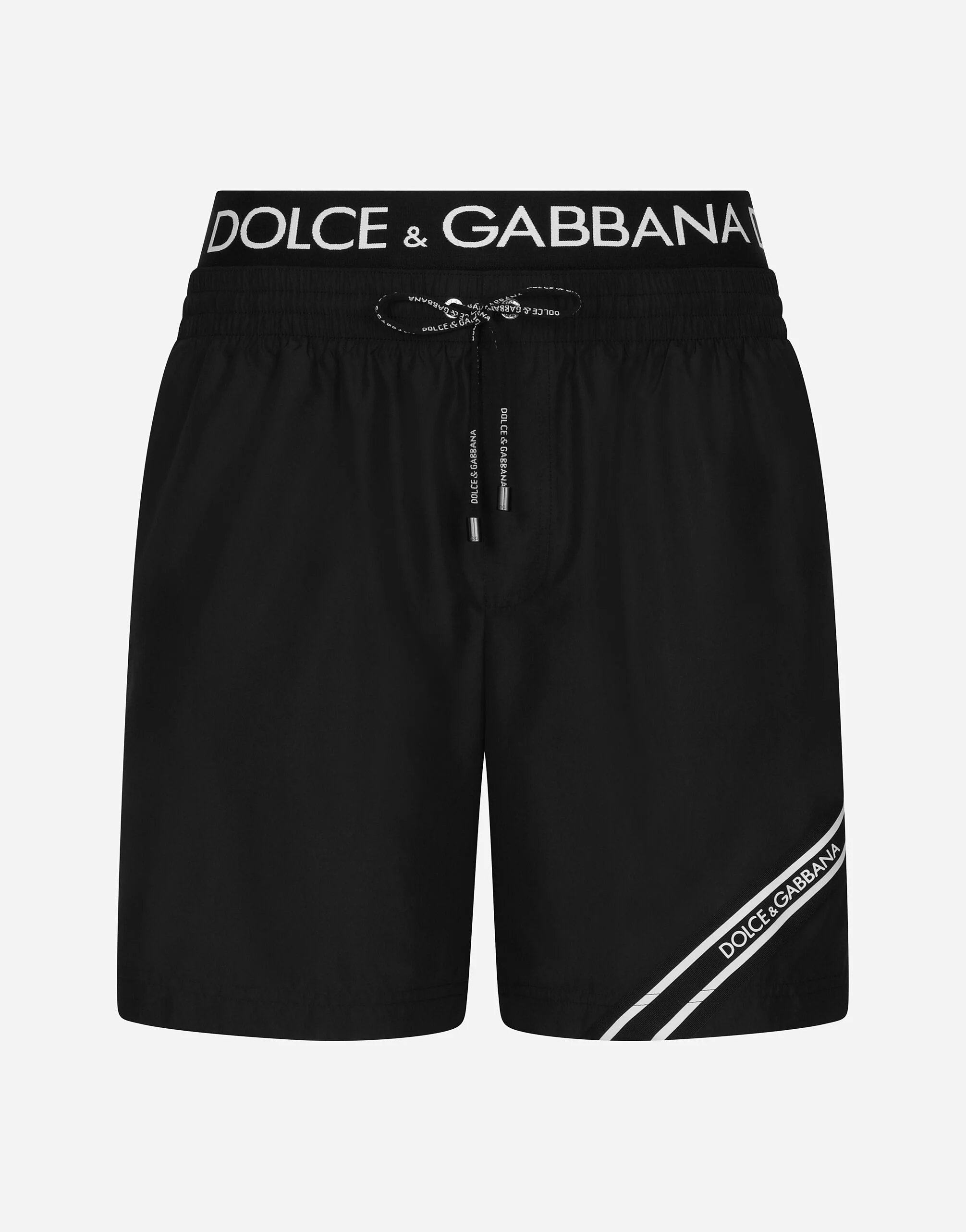Mid-length swim trunks with branded band - 1