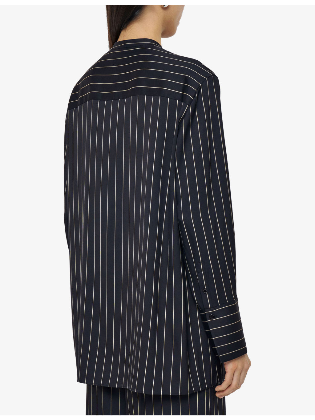 Athena Geometric-Stripe Stretch Silk-Blend Blouse - 4