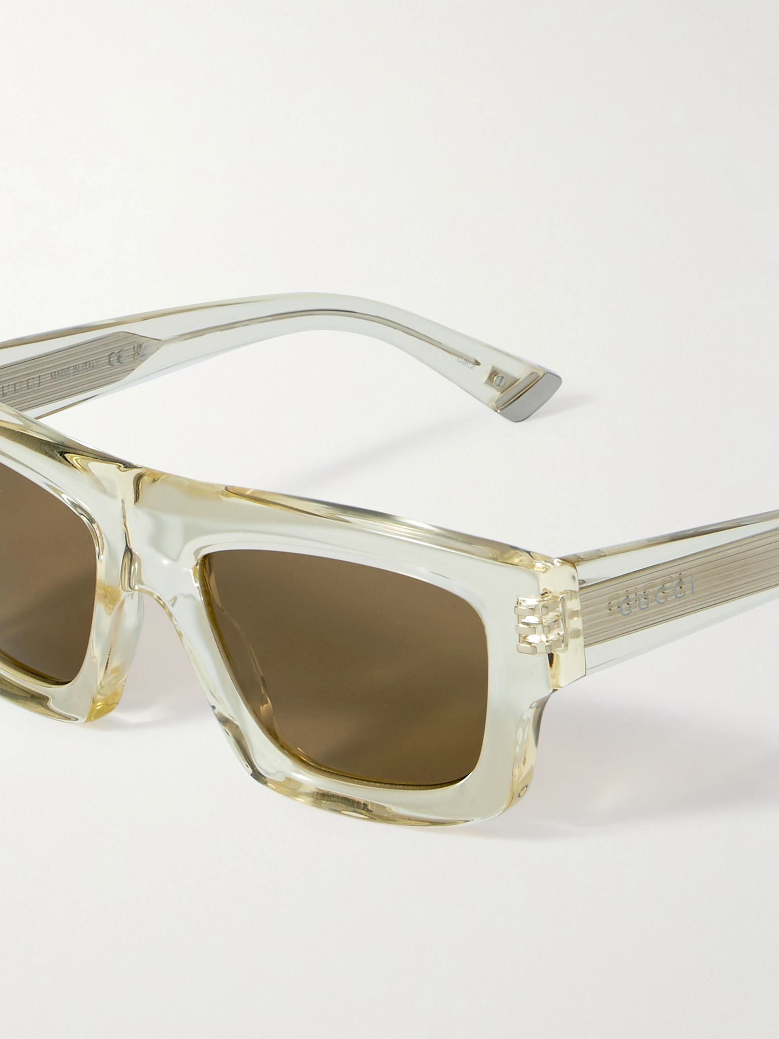 Rectangular-Frame Recycled-Acetate Sunglasses Yellow - 3