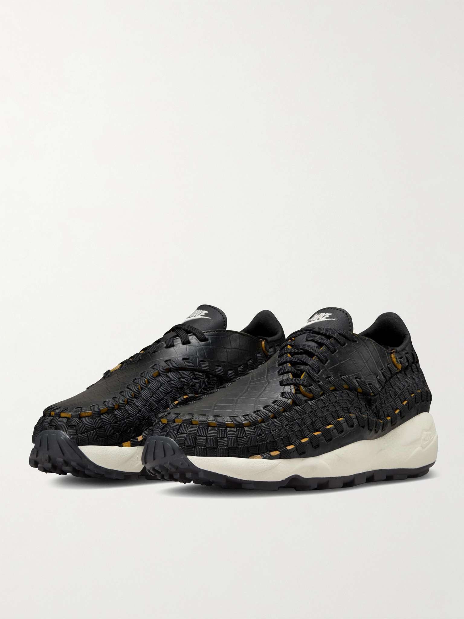 Air Footscape Stretch-Knit and Croc-Effect Leather Sneakers - 3