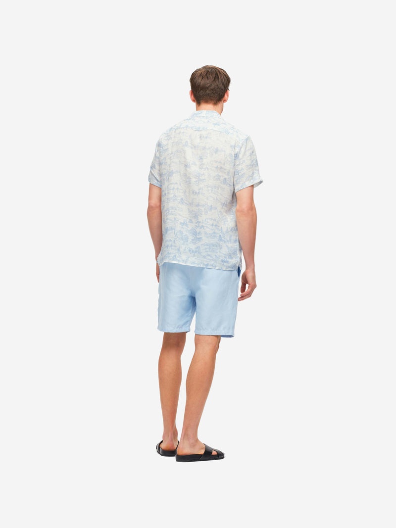 Men's Short Sleeve Shirt Milan 18 Linen White - 4