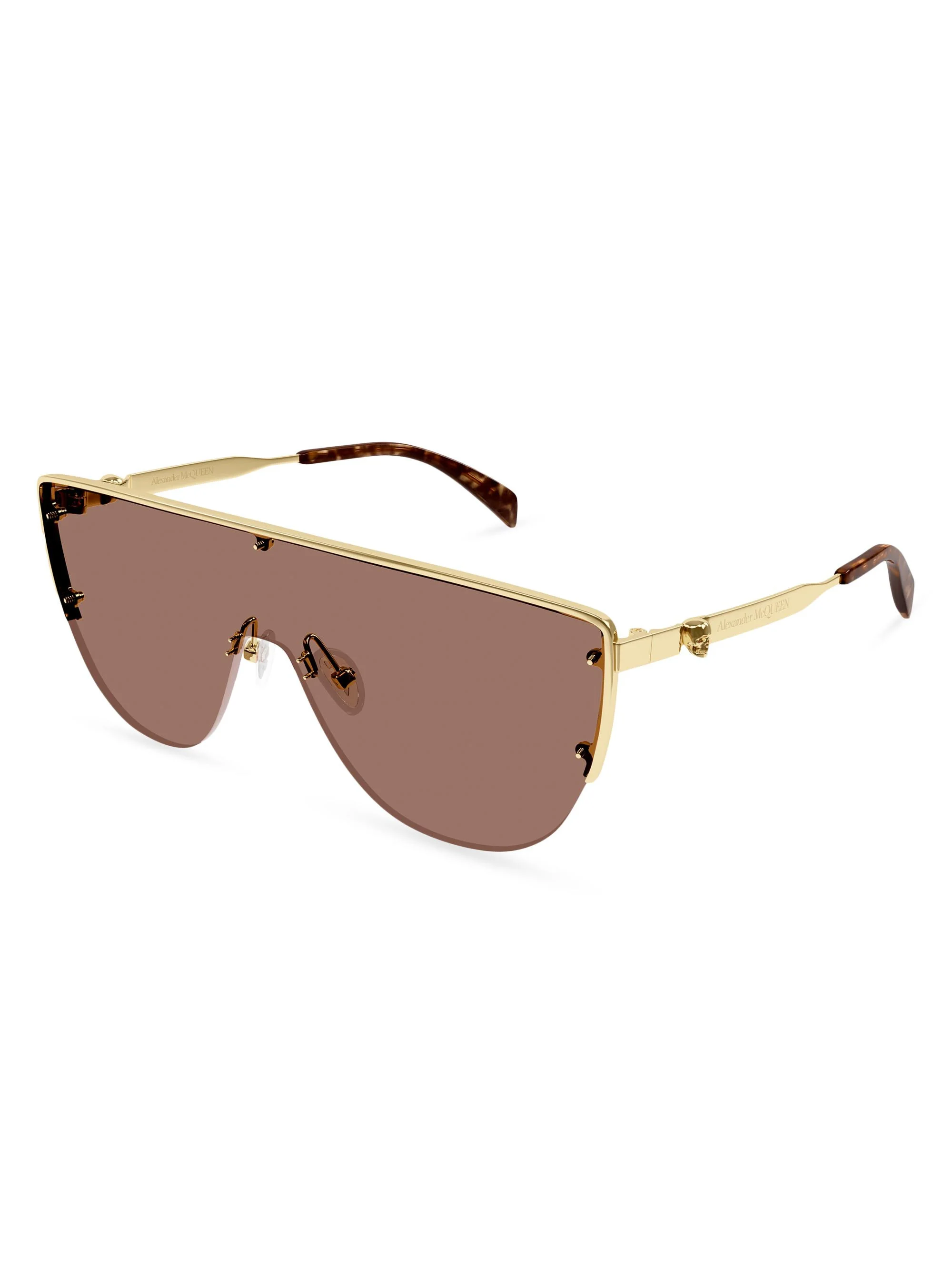 Women's Floating Skull 99MM Metal Mask Sunglasses - Gold Havana Brown - 1