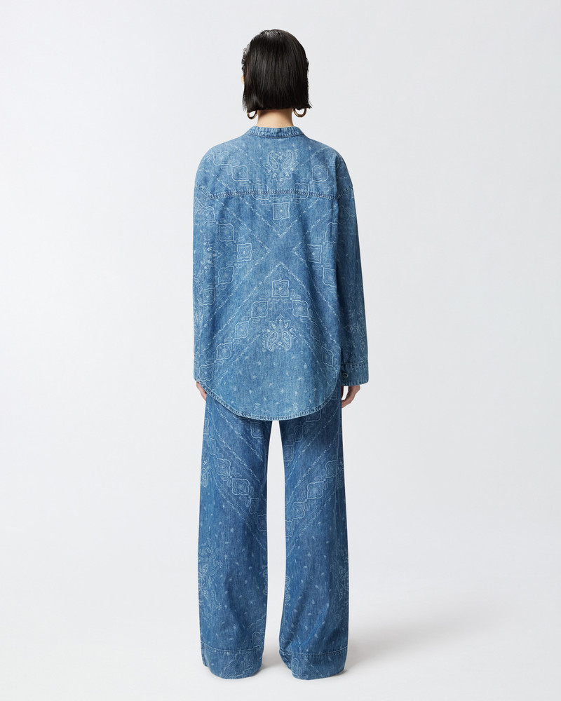 V-NECK BANDANA PRINT DENIM BLOUSE 4