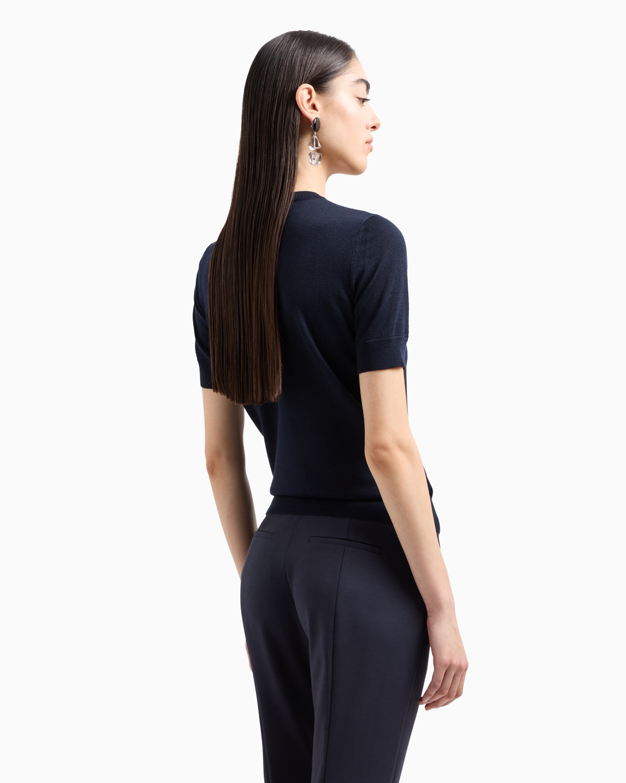 Short-sleeved jumper in plain-knit pure virgin wool - 3