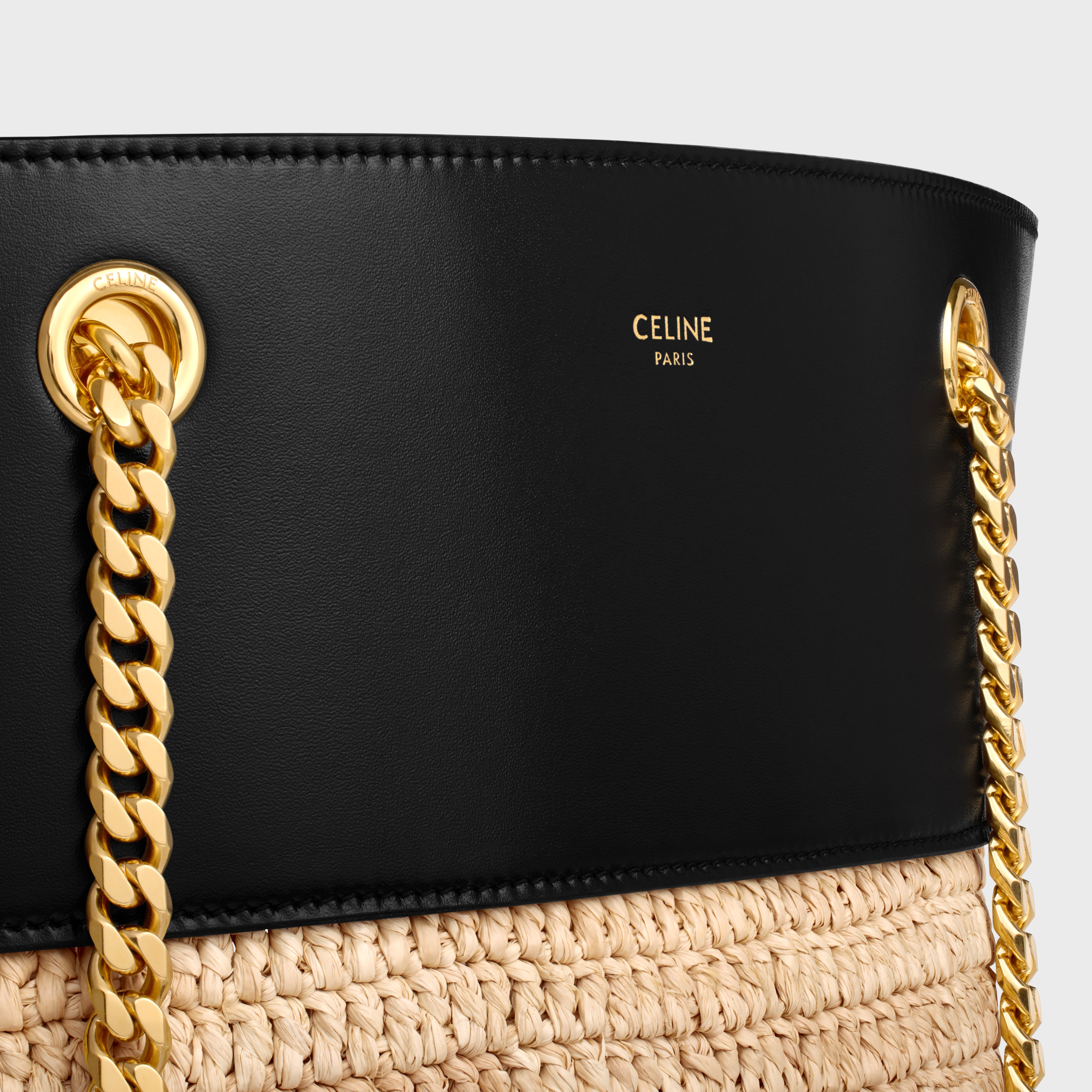 CHAIN BUCKET CELINE CLASSIC PANIER in RAFFIA and CALFSKIN - 4