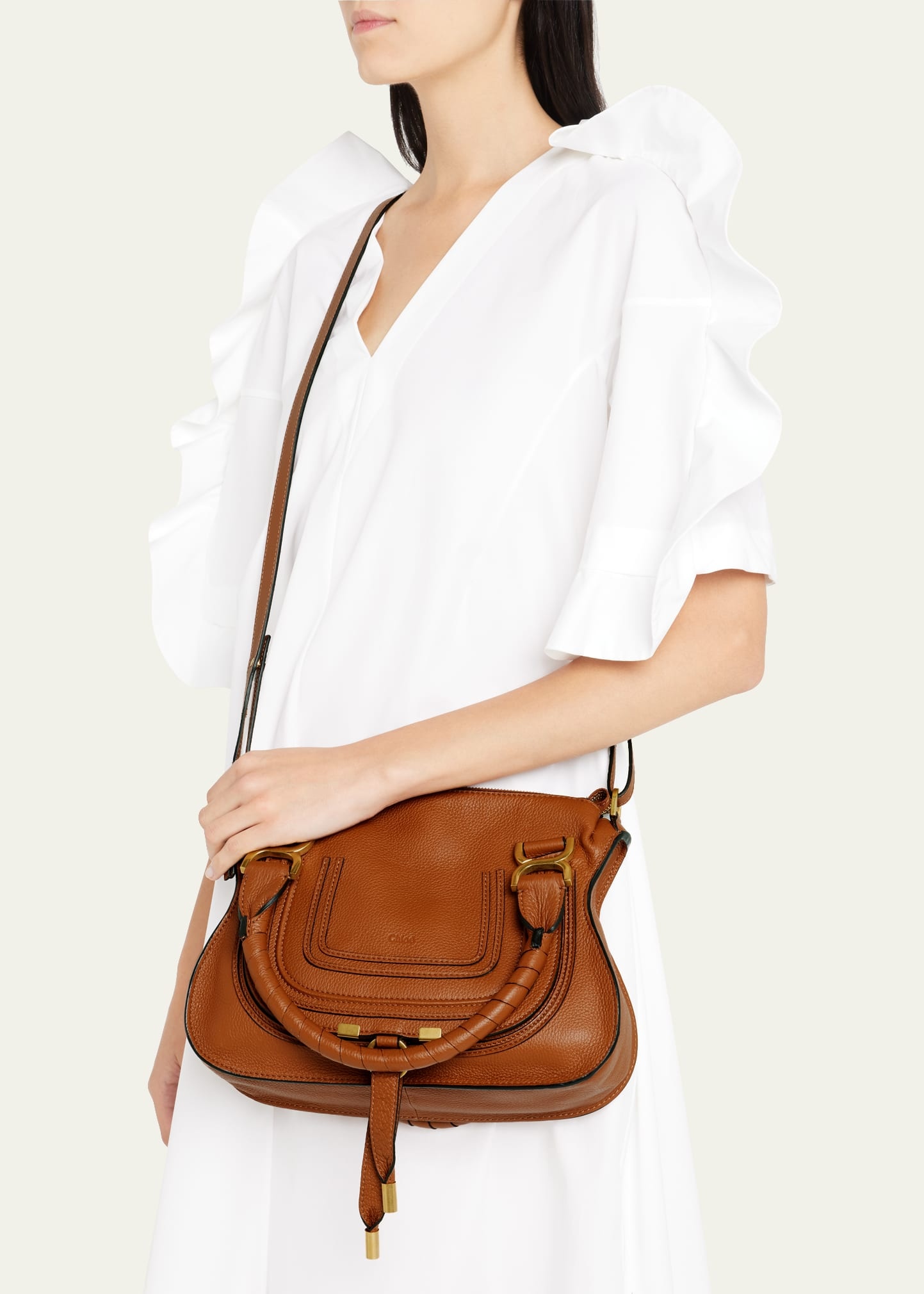 Marcie Small Satchel Bag in Grained Calfskin - 2