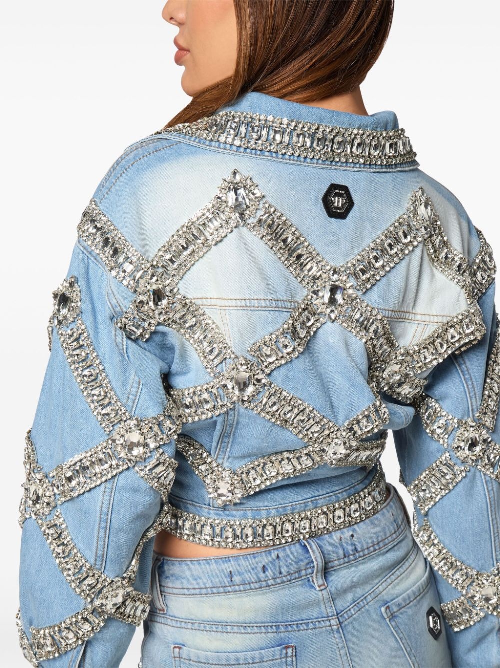 cropped brooch jacket - 5