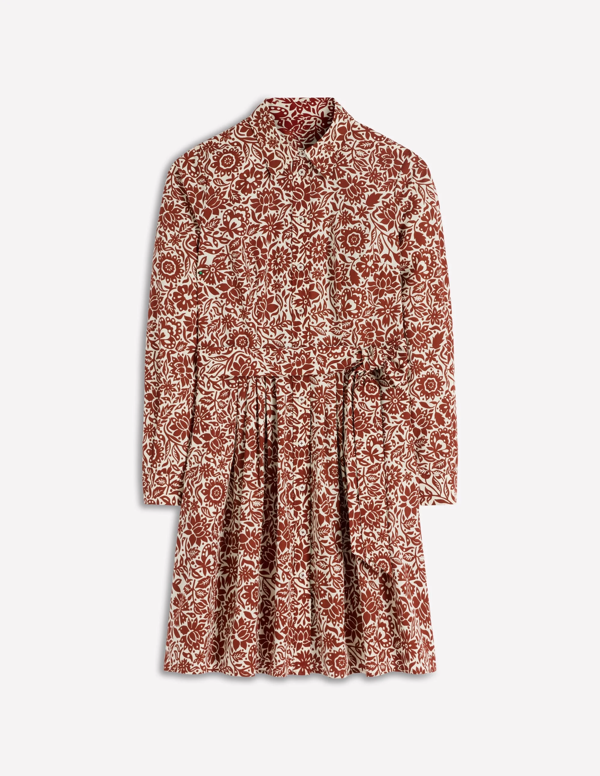 Alexa Long Sleeve Short Dress-Brown, Meadow Scatter - 1