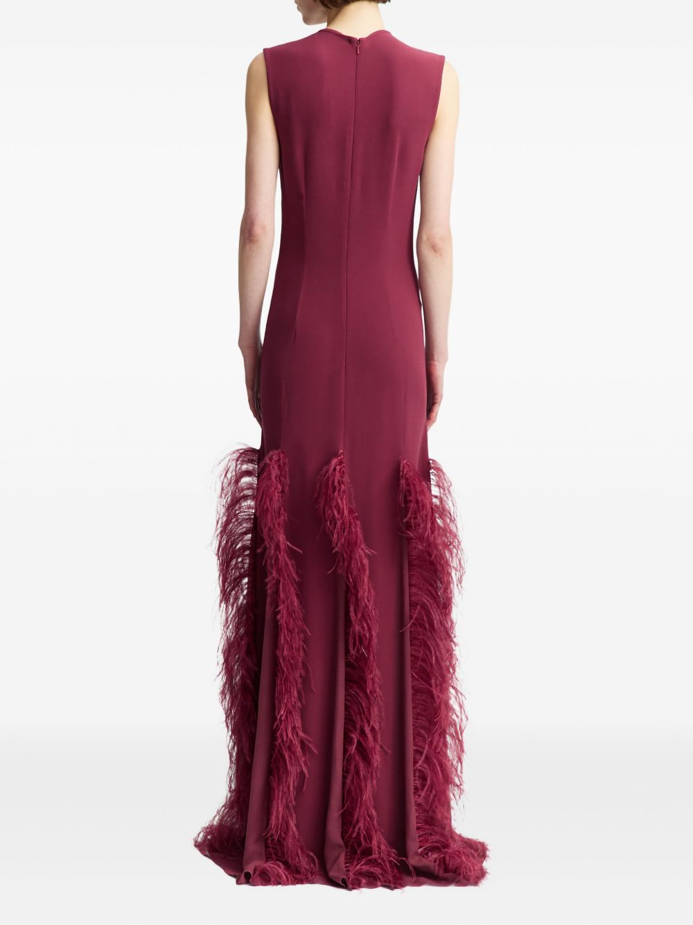 Lett feather-trim maxi dress - 4