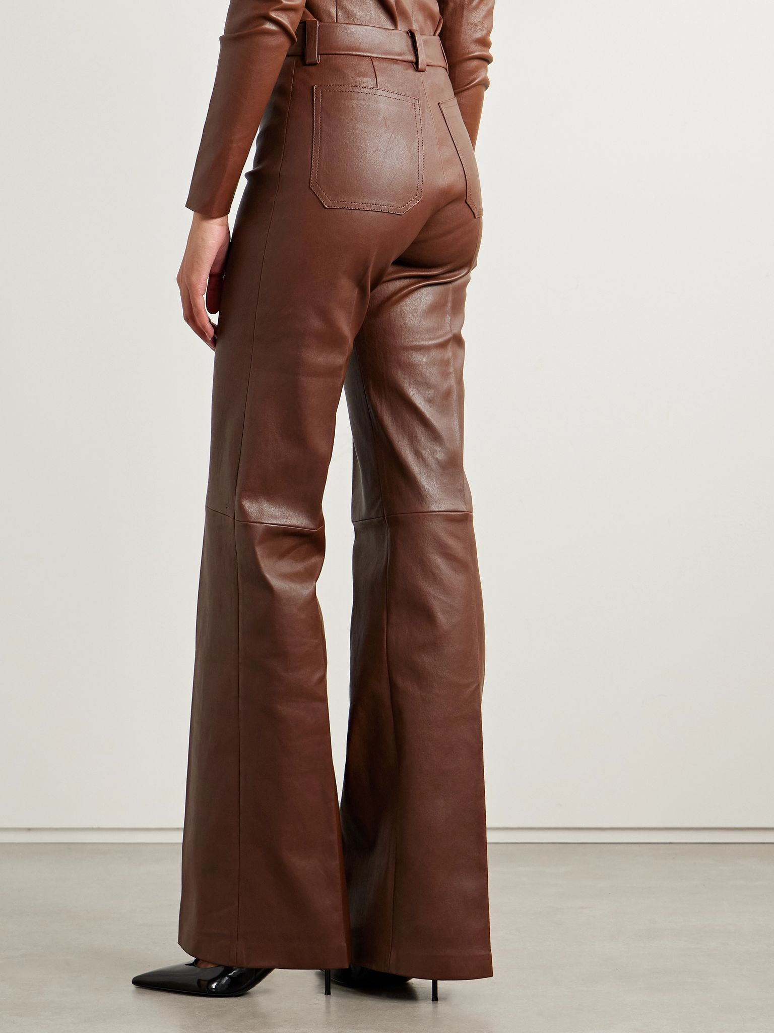 Lizzy leather flared pants Brown - 4