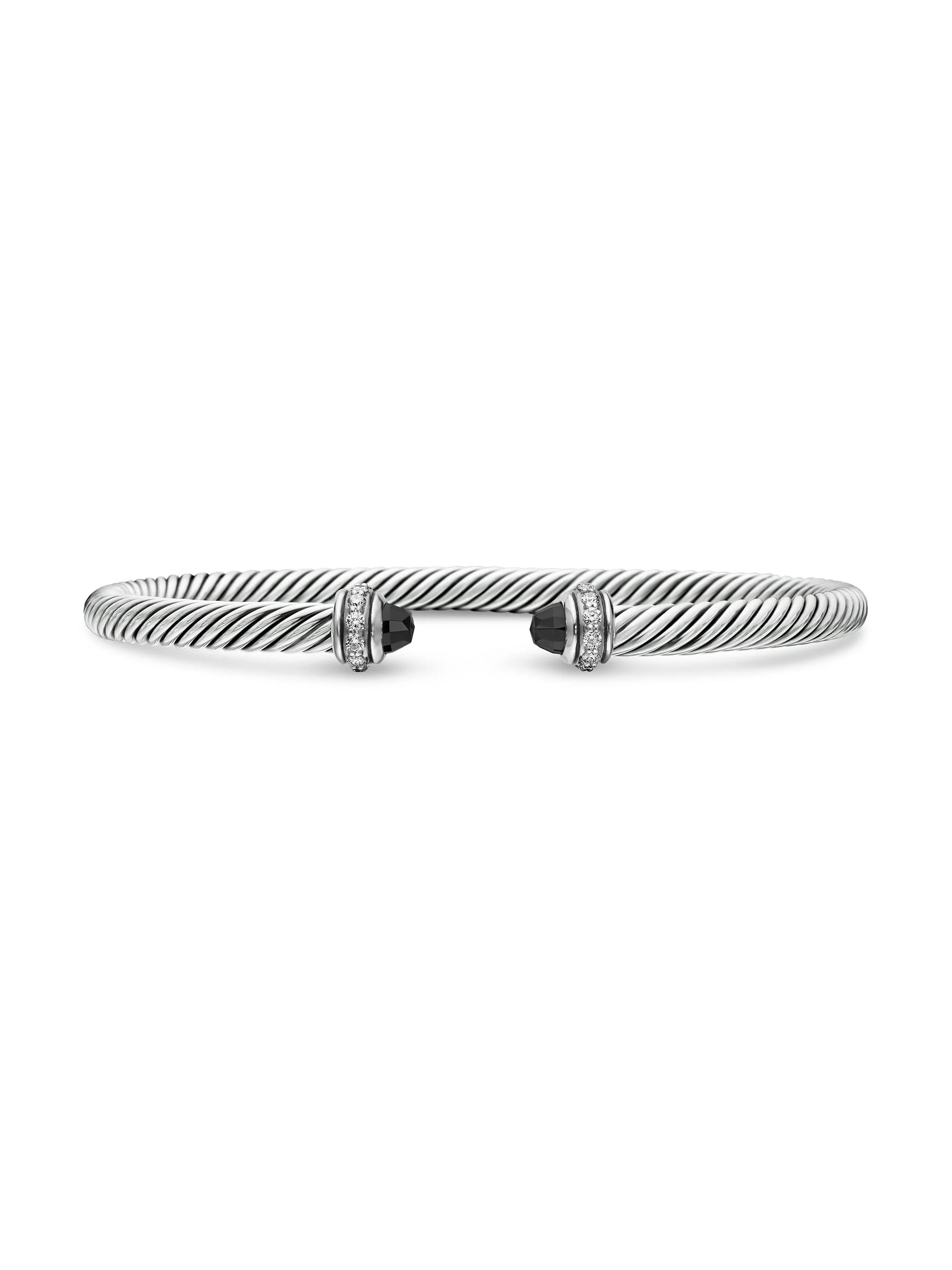 Women's Classic Cable Bracelet in Sterling Silver - Black Onyx - 1