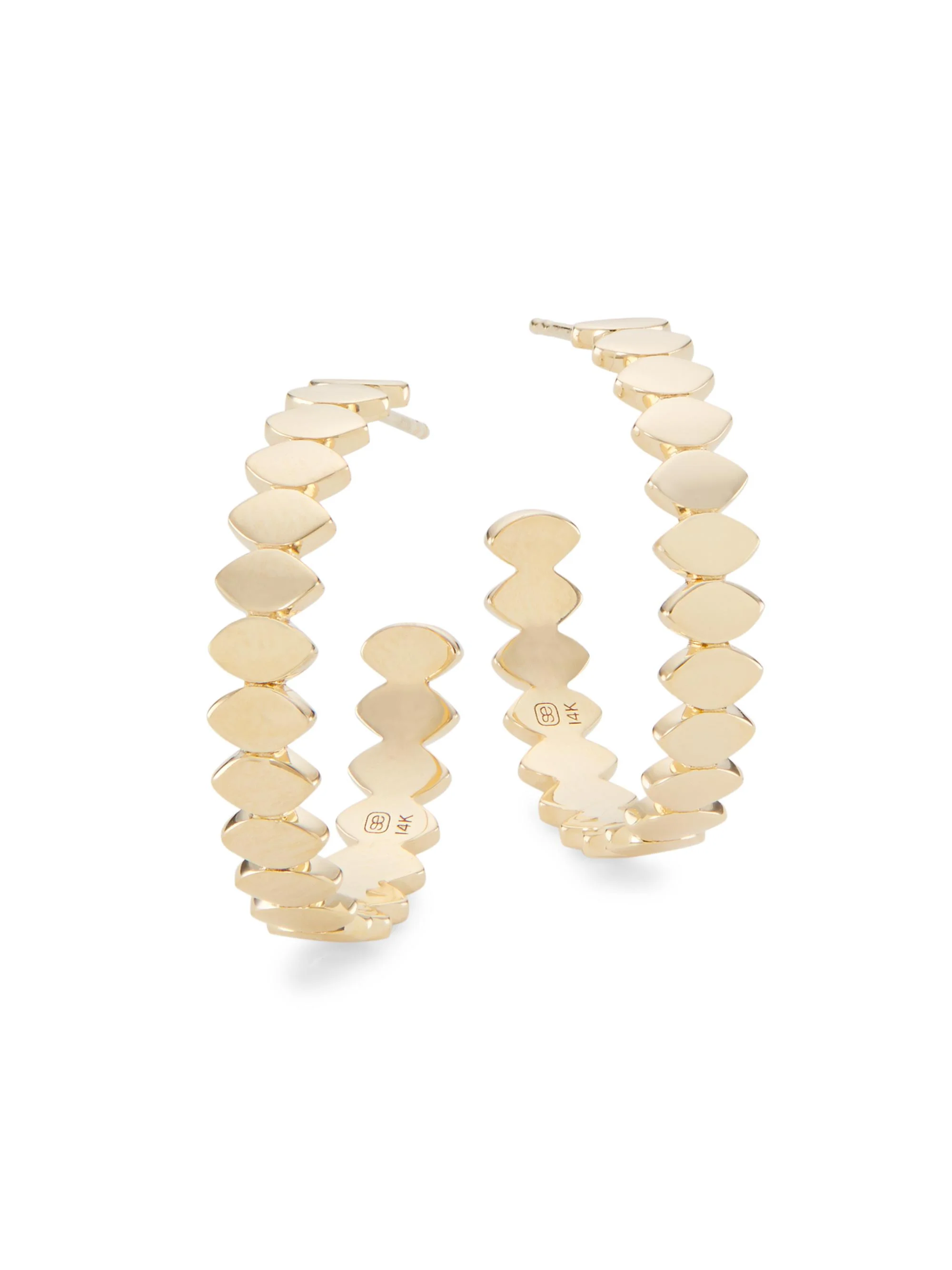 Women's Pure 14K Yellow Gold Marquise Hoop Earrings - Yellow Gold - 1