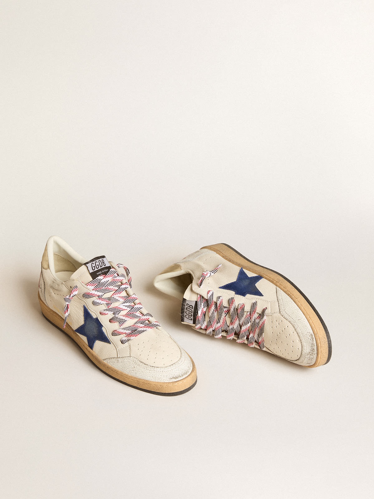 Ball Star in nappa leather with blue suede star and platinum leather heel tab - 2