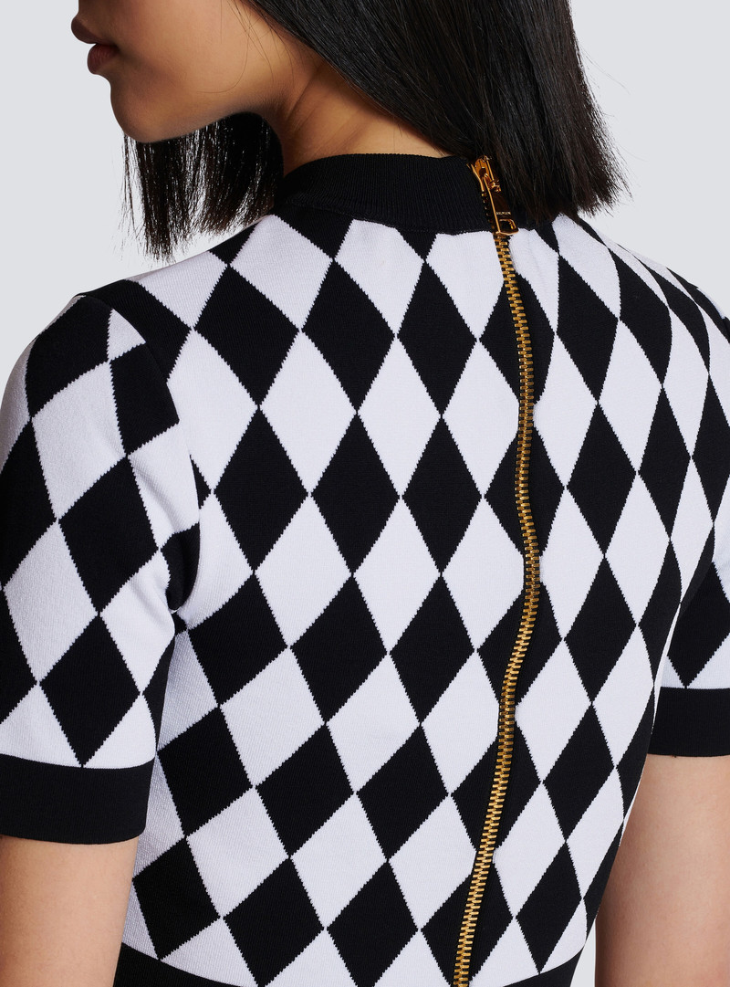 Diamond jacquard knit top 8