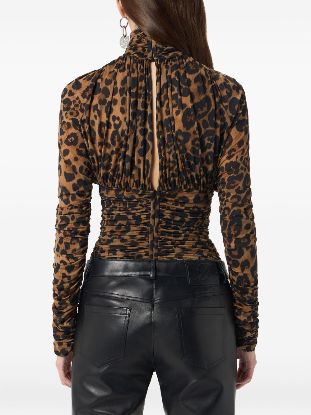 leopard-print ruched bodysuit - 5