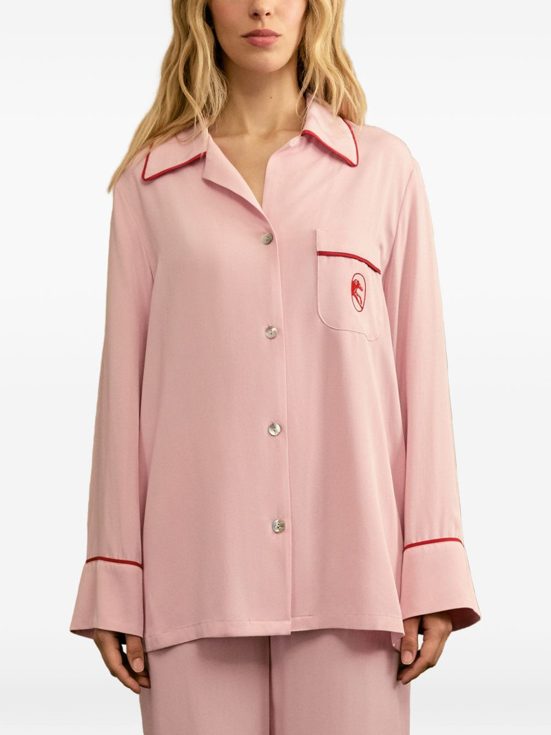 contrast-trim pocket pajama-style shirt 3