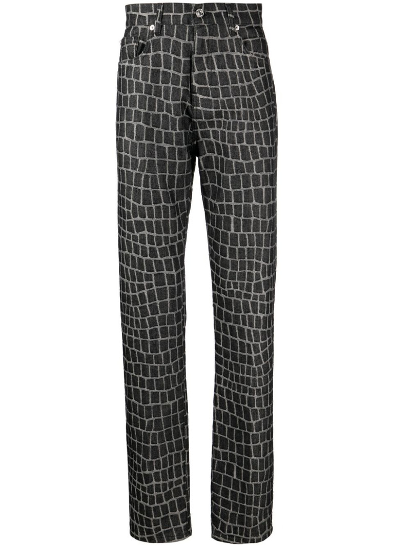 crocodile-print straight-leg jeans - 1