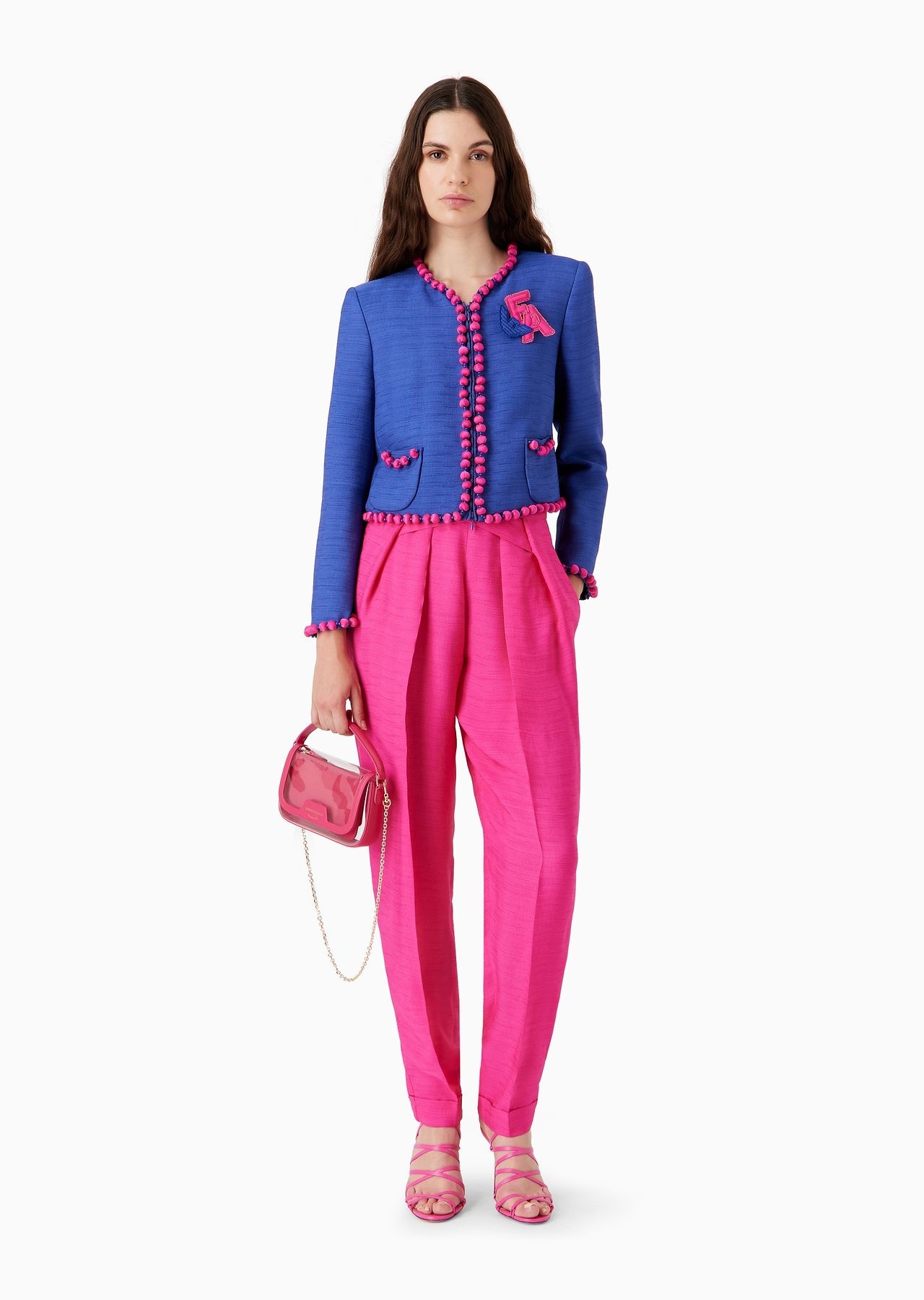 Viscose-crêpe jacket with pom-pom passementerie - 4